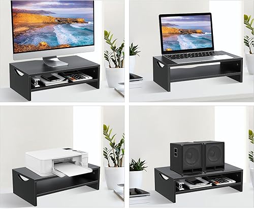 Miniatura 7 de Zimilar Monitor Stand, 2-Tier Laptop Computer Monitor Stand Riser for PC, iMac, Desktop Wooden Screen Stand with Storage Organizer for Home Office