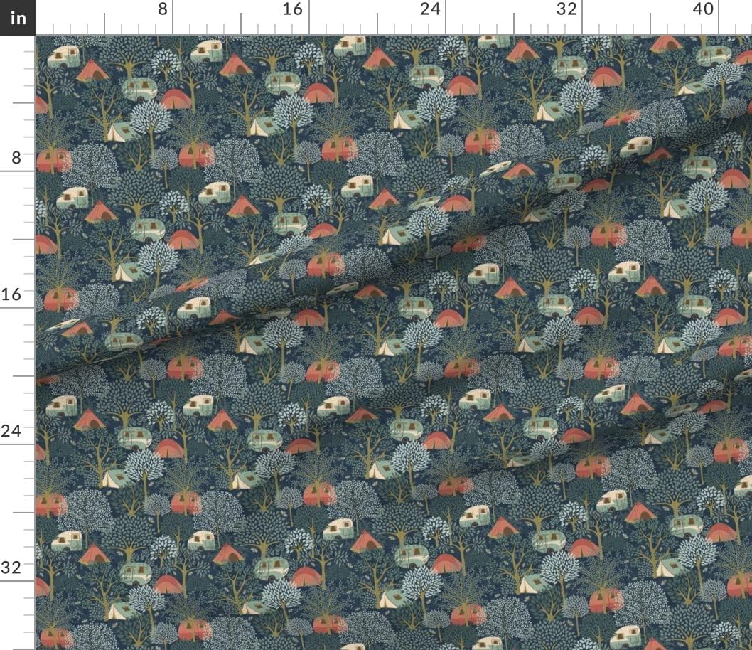 Spoonflower Fabric - Camping Ditsy Adventure Outdoors RV Explore Printed on Petal Signature Cotton Fabric Fat Quarter - Sewing Quilting Apparel Crafts Decor