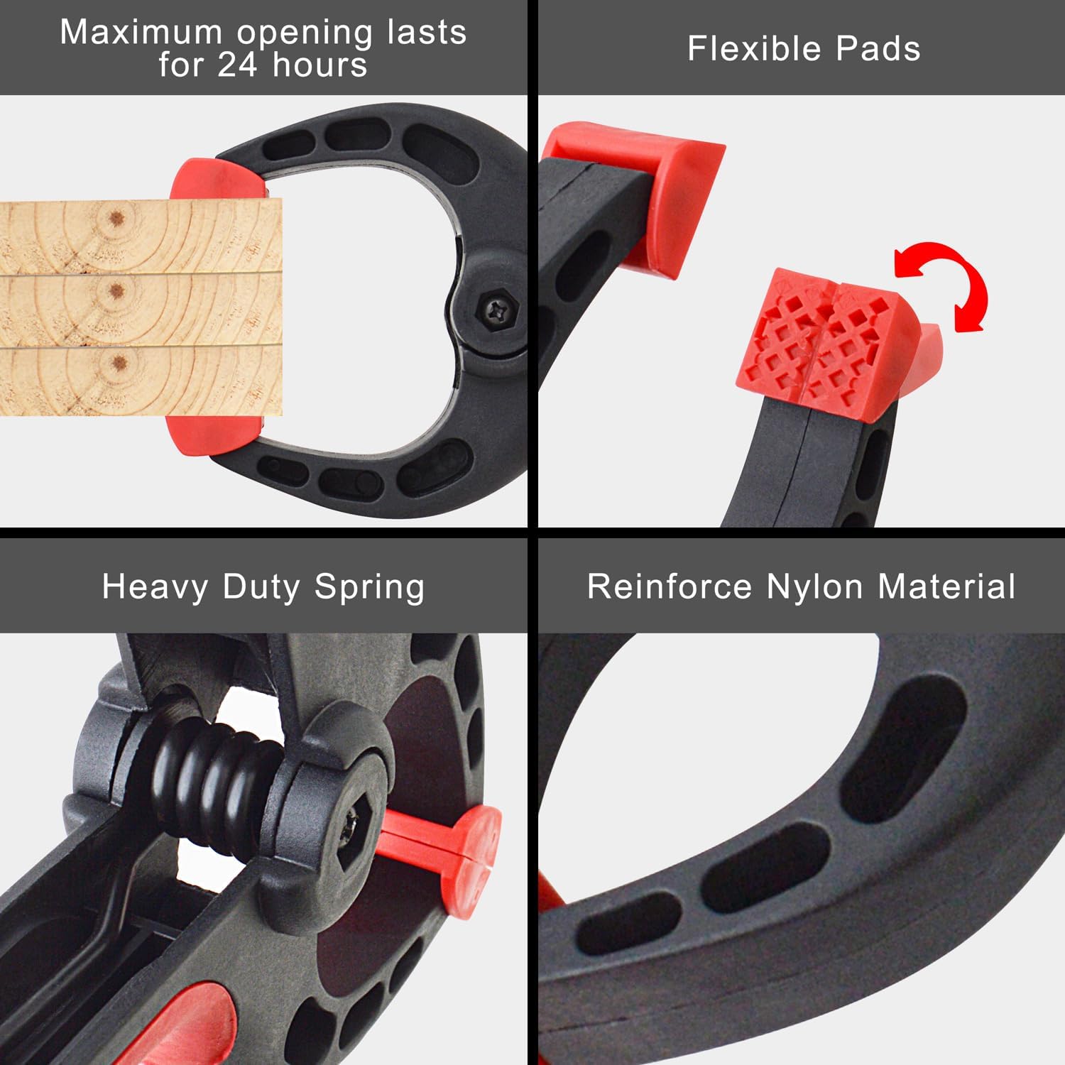 Gunpla 4Pcs Bar Clamps Set Adjustable 12-Inch Woodworking Spreader Bars, 150lbs Load One-Handed Quick Grip Release Clamping Jaws Holding, with 6-Inch Spring Clamp Tools