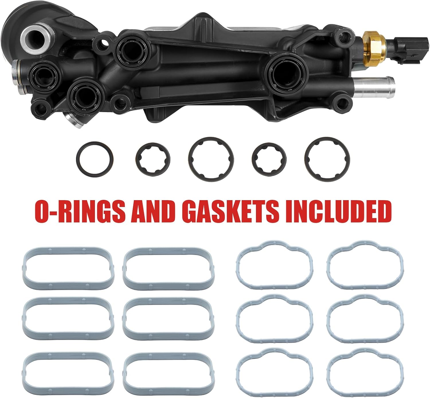 Upgrade Full Aluminum Engine Oil Cooler Filter Housing with Sensors and Gaskets Compatible with 2011-2016 Chrysler 200 300 Dodge Charger Challenger Journey Wrangler Ram ProMaster 3.2L 3.6L