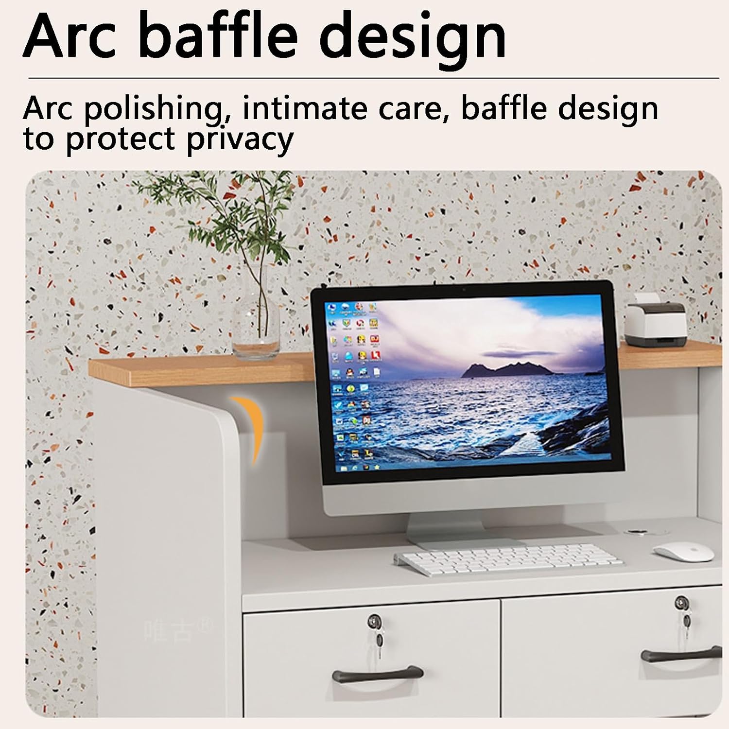 Reception Desk,Reception Desk with Counter,Front Desk,Simple Design,Multi-Layer Storage,Suitable for Restaurant Front Desk,Company Front Desk and Other Scenes (Need to Be Installed)(A,60CM)