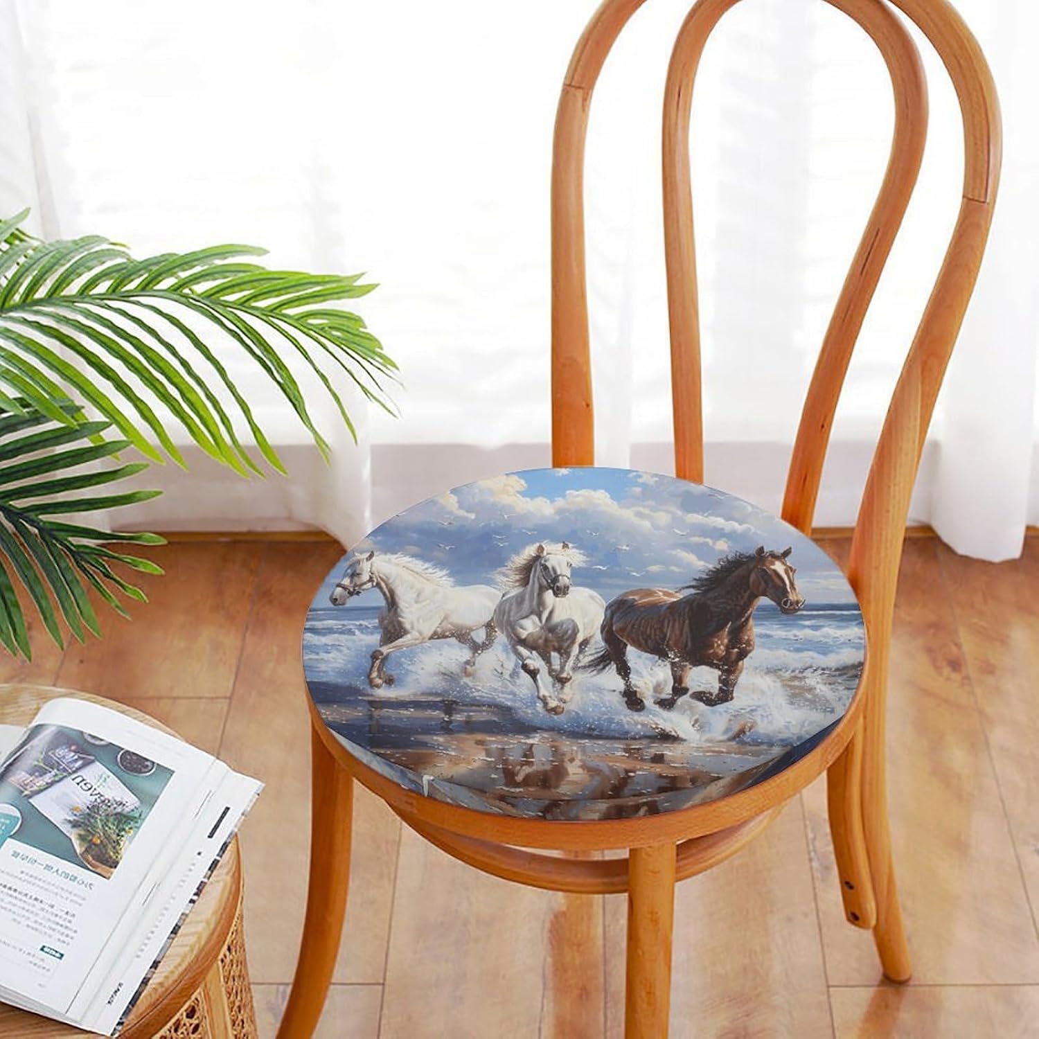 Horses on The Beach Chair Cushions Floor Pillow Chair Pad