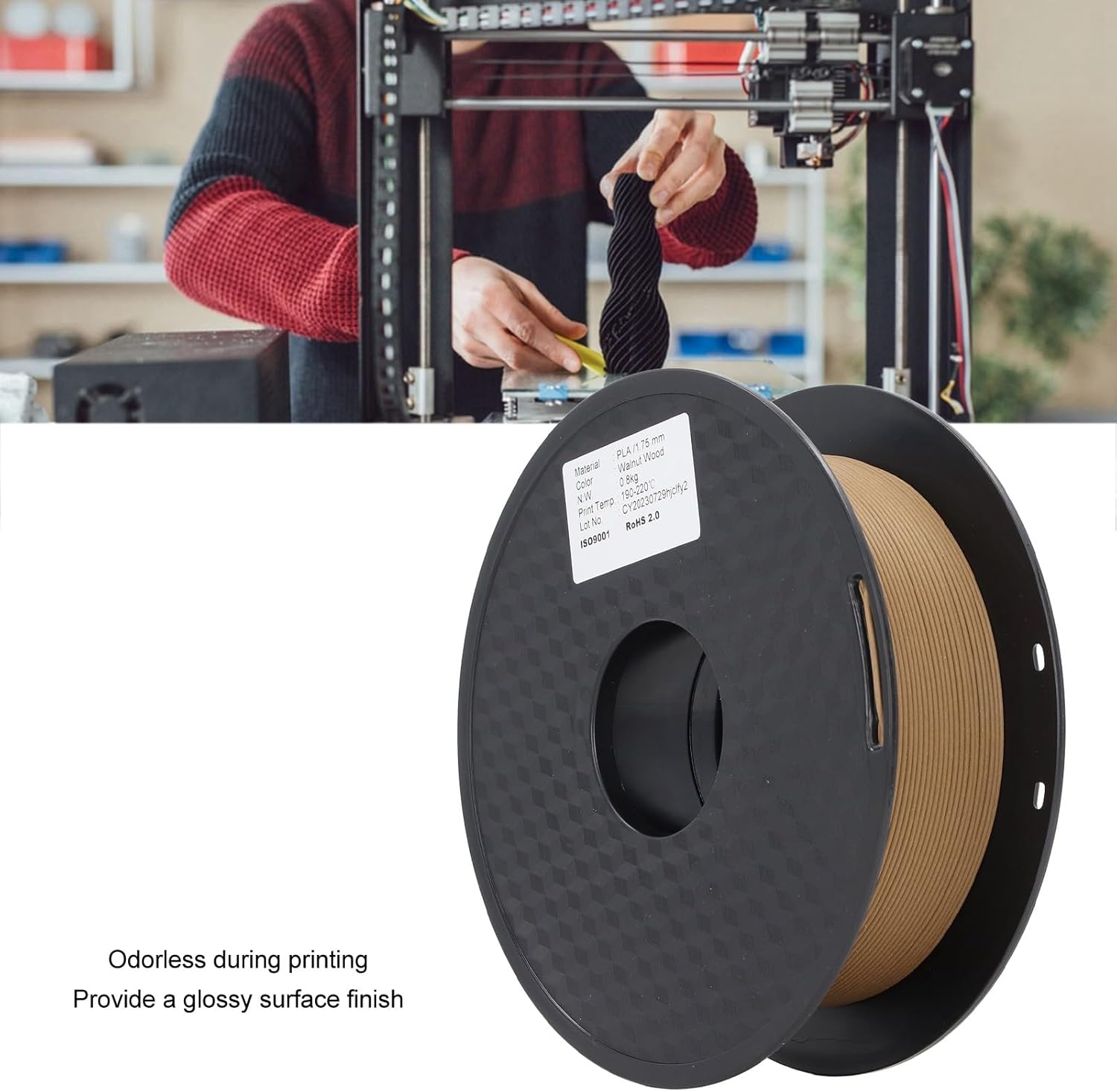 Jeanoko 3D Wood Print Filament Walnut PLA Bundle for Realistic Wood Finish 3D Printer Consumables, Smooth Extrusion for Creators and Makers