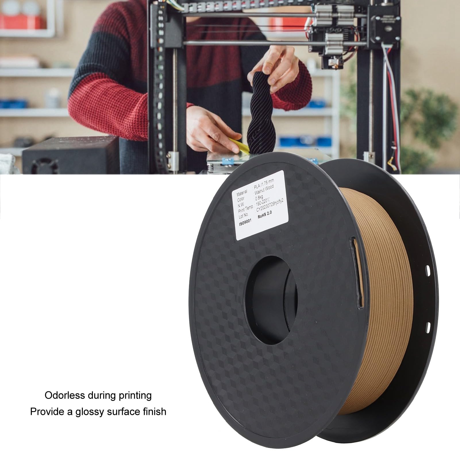 Bewinner Bois de Noyer Filament PLA pour Imprimante 3D 1,75 Mm