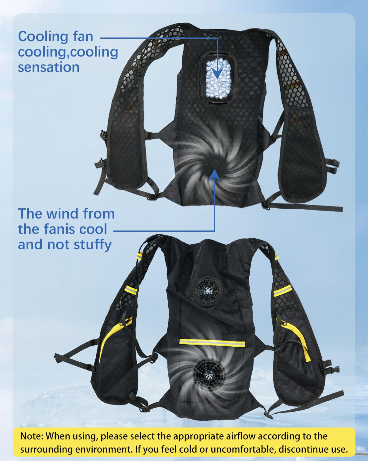MIDIAN Summer Air Conditioned Cooling Vest for Men Woman, Cooling Clothes with Fan Body Cold Apparel for Working Fishing Outdoor