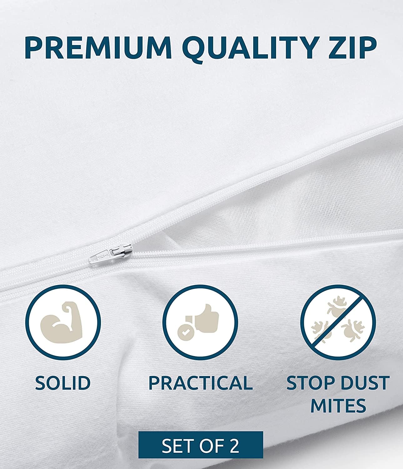 SLEEPZEN Waterproof Pillow Protector 80x80 cm (Set of 2), 100% Cotton, Breathable, Soft and Silent Pillow Protectors - Image 2