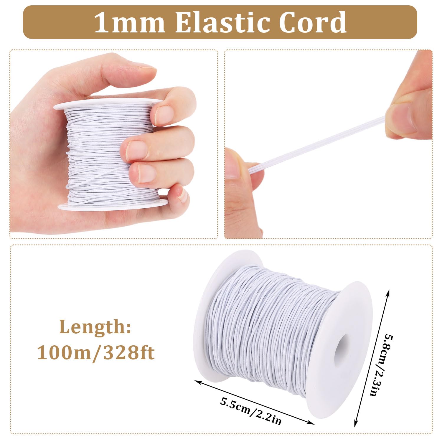 Photo 1 of 1mm White Elastic Cord Beading Thread Stretch String for Bracelet Making 109 Yard
