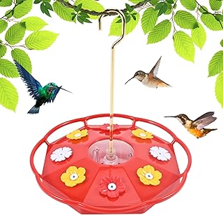 YeGer Hummingbird Feeder, Hummingbird Feeders Outdoor Hanging with 8 Beautiful Flower Feeding Ports, Leak-Proof, Easy to Clean and Fill, Hummingbird Feeders Outdoor (Red)