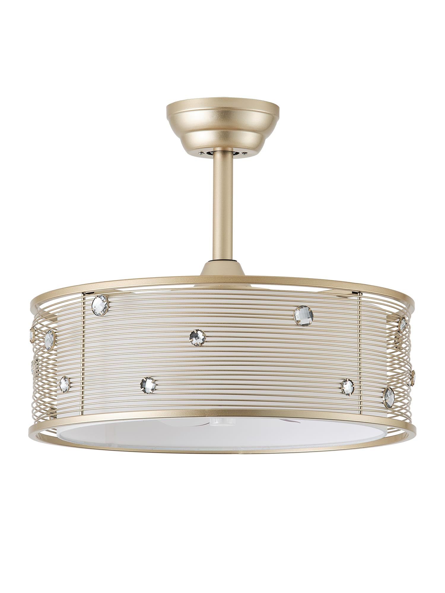 MizWacky Gold Crystal Fandelier Ceiling Fans with Lights, 20" Gold Flower Chandelier Ceiling Fan with Light Remote Control, Caged Mid-Century with 6 Speeds for Bedroom, Nursery, Living Room: Gold