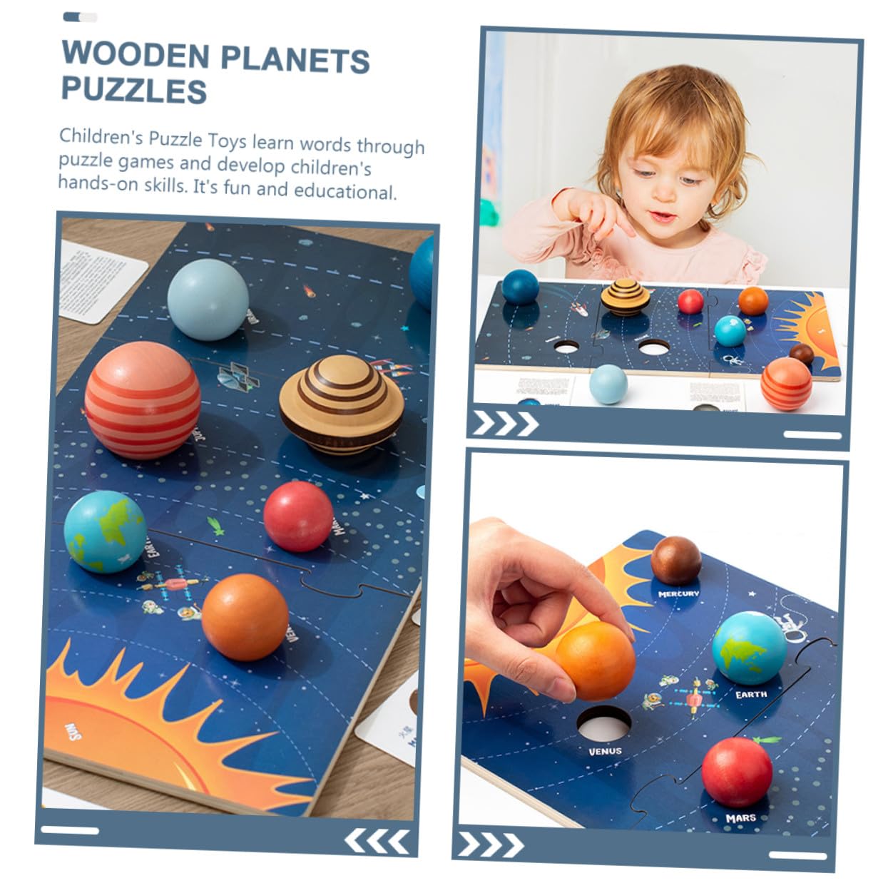 Puzzle dei Pianeti Montessori in Legno per Bambini | Gioco Cognitivo a Incastro, Pratica Logica e Memoria, Tema Spazio per Apprendimento Precoce