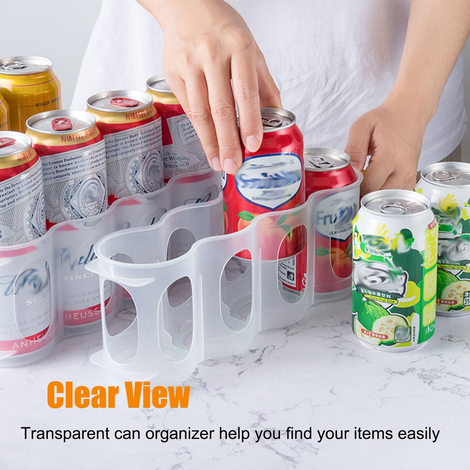 Organizador Latas Nevera Paquete De 4 Estantes Organizadores De Latas Transparentes Para Refrigerador, Soporte Dispensador De Almacenamiento De Bebidas Apilables Para Latas De Refrescos Para Refrigera