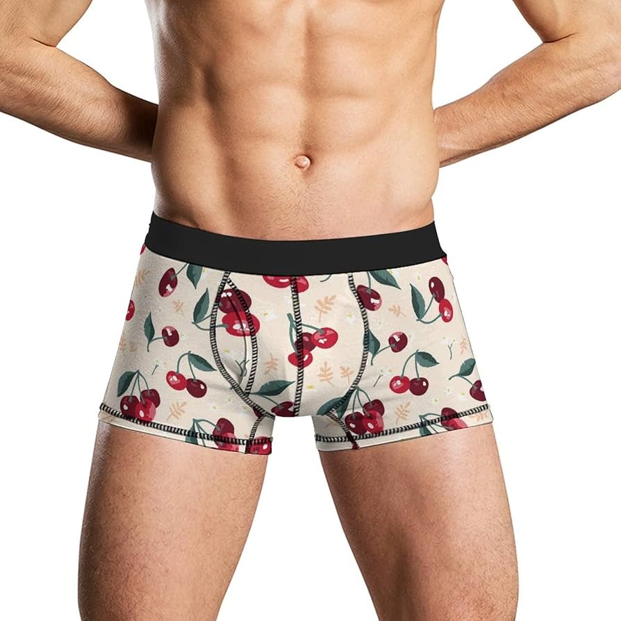 Amazon.co.jp: ボクサーパンツ メンズ 下着 チェリー 葉柄 ボクサー