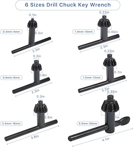 Miniatura 2 de Llave de taladro de 6 tamaños, llave de repuesto de acero al carbono resistente, llave de mandril para herramienta de sujeción de taladro (diámetro