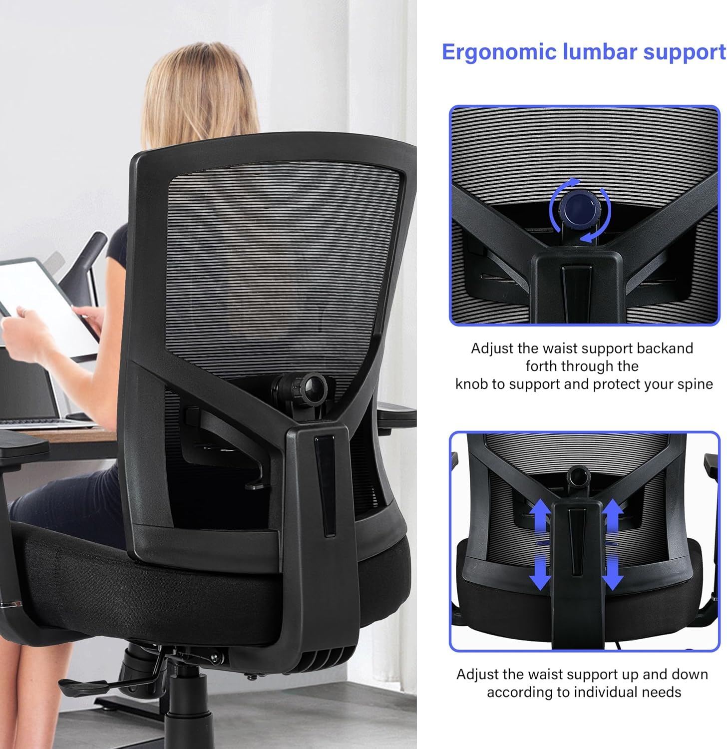 Fantasylab Bürostuhl 200KG Ergonomischer Schreibtischstuhl mit Extra Breite Sitzfläche Offce Chair mit 13cm Memory-Schaum Chefsessel mit Verstellbare Lendenwirbelstütze