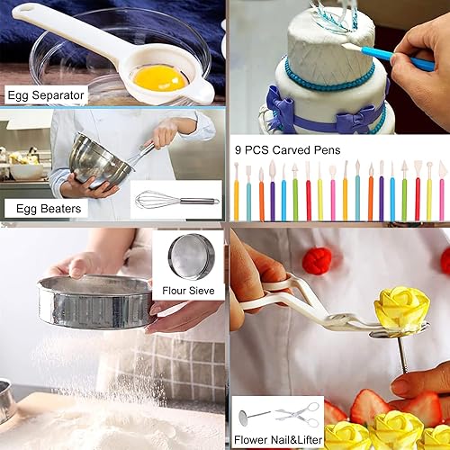 Miniatura 5 de Kits de decoración de tartas, juego de 567 piezas para hornear con moldes desmontable, tocadiscos giratorios, herramientas de decoración,