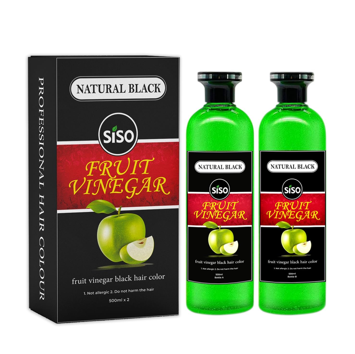 Generic Sis.o Fruit Vinegar Hair Color, Natural Black Color Dye for Hair Care, Natural Ammonia Free Color Dye (500ml x 2) | Made In India