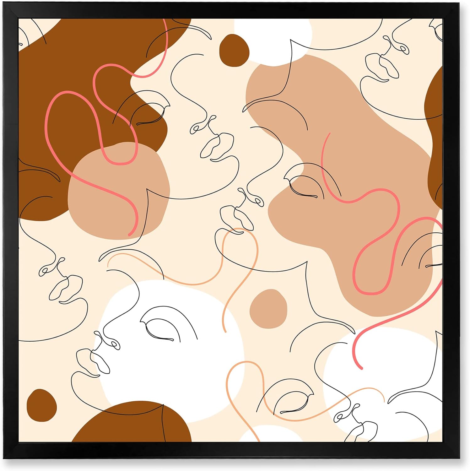 One Line Drawing Of Beautiful Woman Modern Framed Wall Art