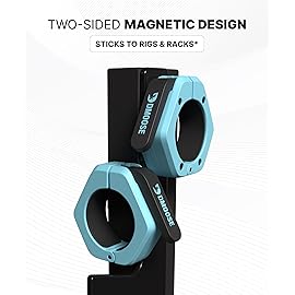 DMoose Barbell Clips (Pair) - Quick Release Olympic Barbell Clamps with Anti Slip TPR Grip, 2 Barbell Collars for Secure Weightlifting & Powerlifting (Cyan - Magnetic)