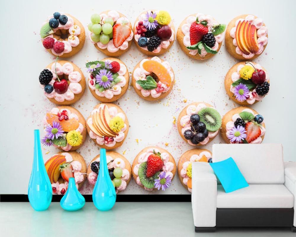 Amazon Yosot ケーキベリーフルーツデザート食品壁紙 リビングルーム ベッドルームのテレビウォールキッチンバー壁画ウォールペーパーの家の装飾 350cmx245cm 壁紙