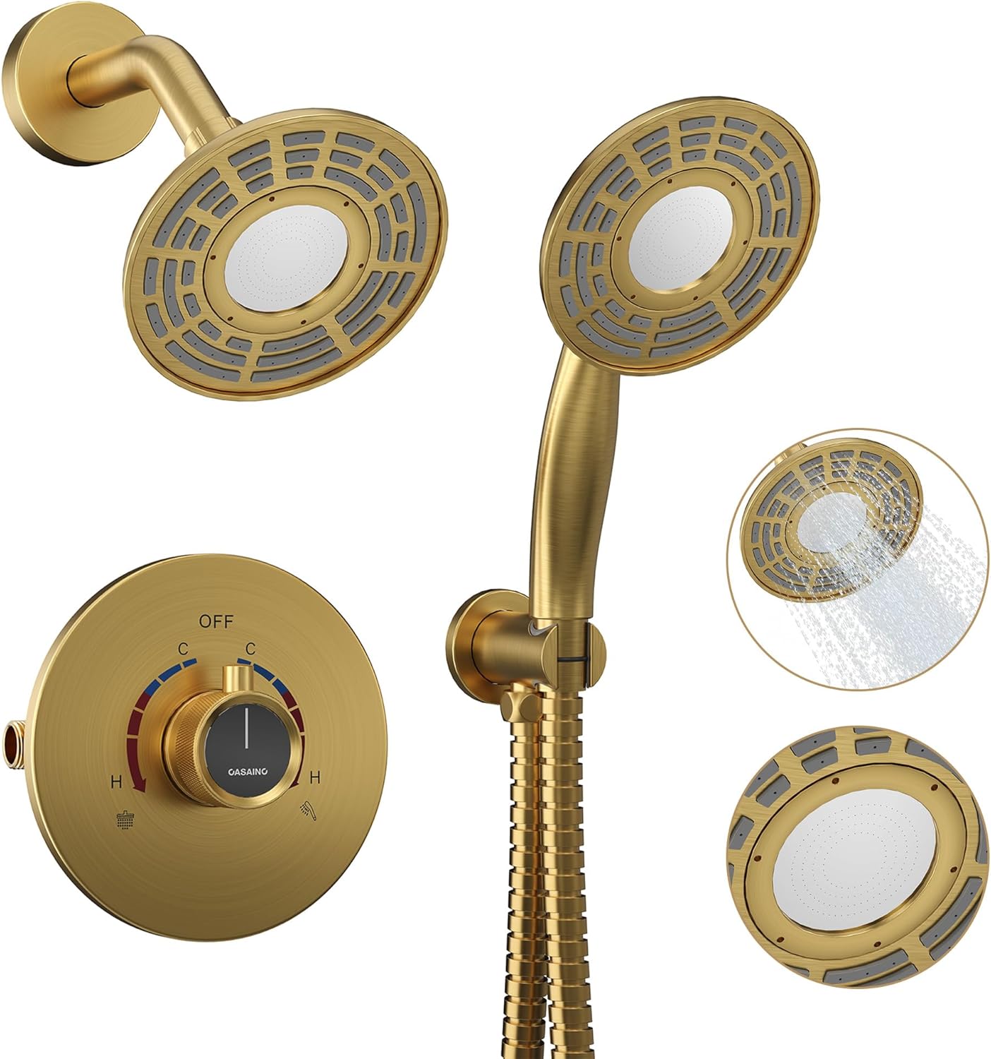 CASAINC 5" Shower Head with Handheld High Pressure Rainfall & Mist