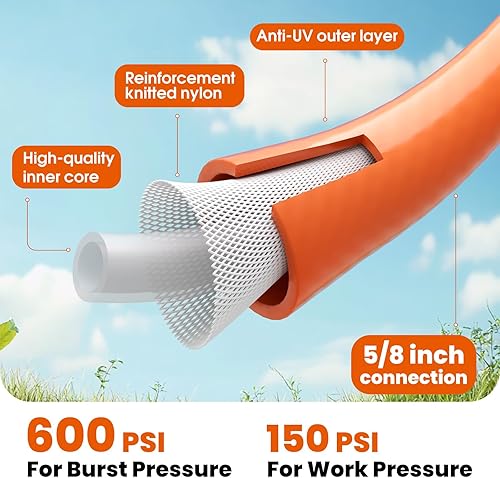 Miniatura 2 de Manguera de jardín resistente de 58 pulgadas x 50 pies con accesorio giratorio, manguera de agua súper flexible, para todo tipo de clima, ligera,