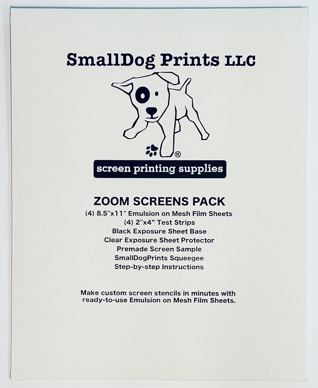 SmallDog Prints Zoom Screens Film Pack: (4) 8.5"x11" Screen Printing Film Sheets (Make Custom Screens in Minutes & Screen Print - Clay, Bisque, Polymer Clay, Paper, Gel Plates, t-Shirts, etc.)