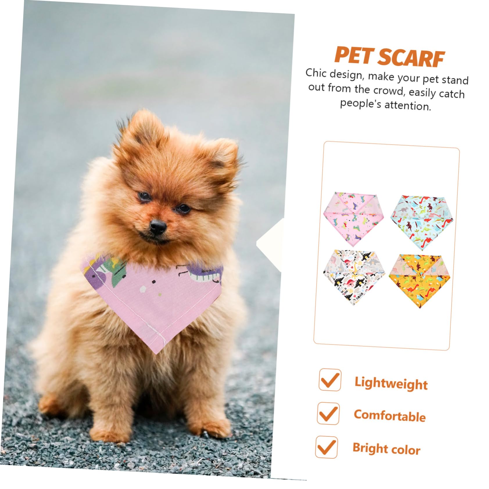 POPETPOP 3 Set di Bandane per Cani A Forma di Dinosauro Delicate sulla Pelle Leggere E Comode 4 Pezzi * 3