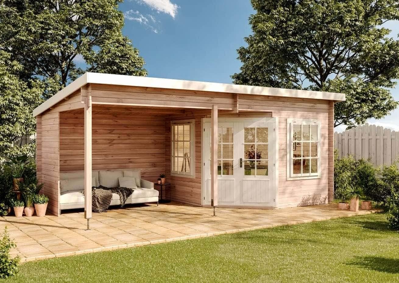 Alpholz Gartenhaus Carl28 aus Massiv Holz Gerätehaus mit 28 mm
