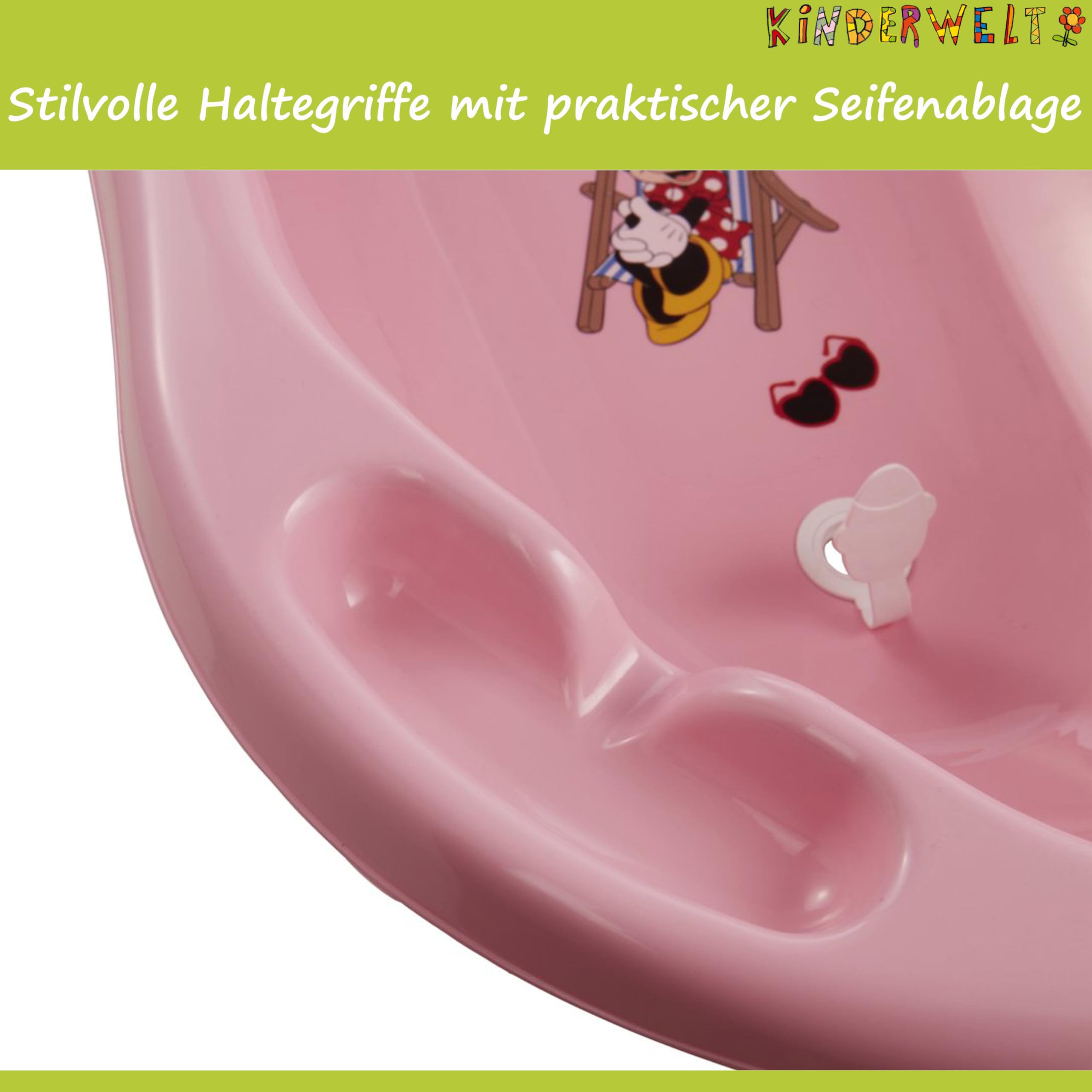KiNDERWELT Babywanne 84 cm - Baby Badewanne mit Disney Minni Maus Motiv - BPA-Frei - Wanne zum Baden für Babys und Neugeborene - rosa