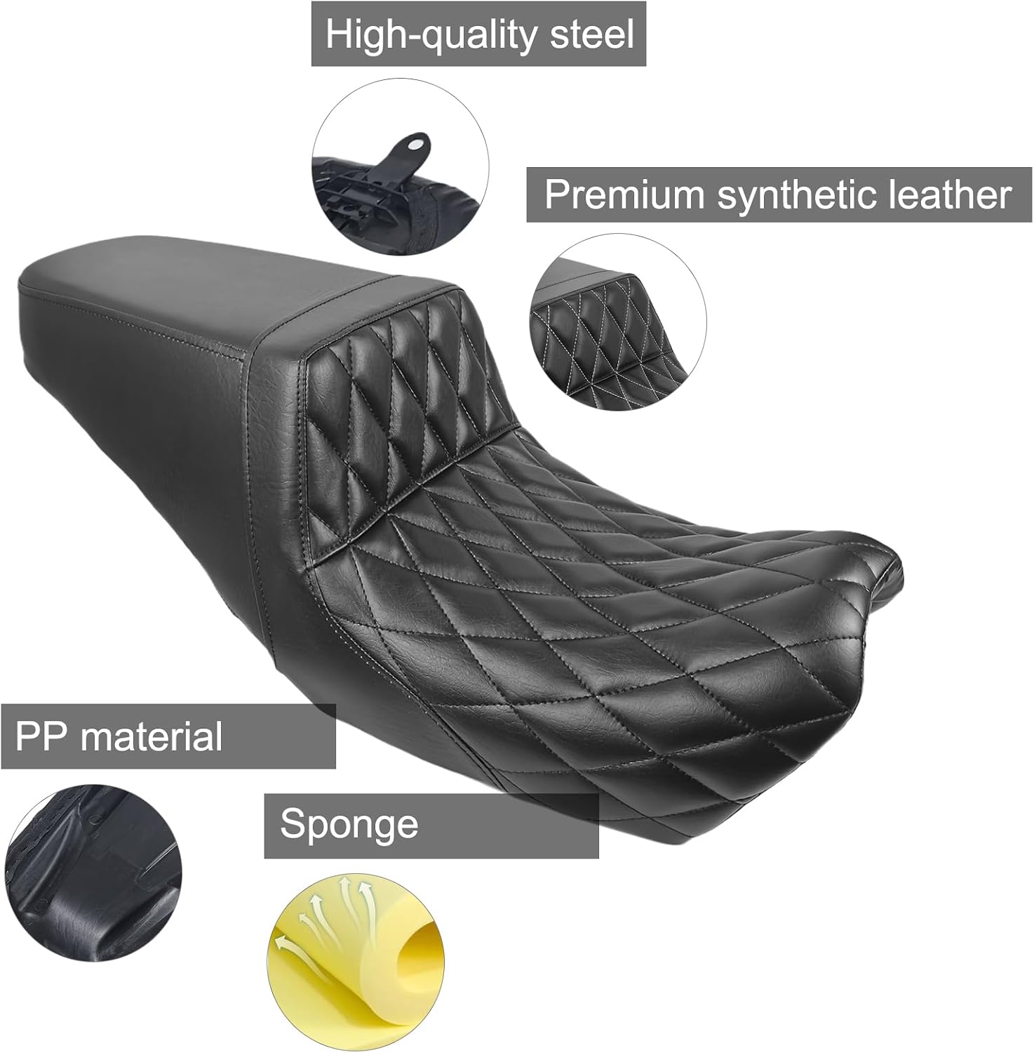 Black Motorcycle Seats fit Harley Street Seat for Harley XG500 XG750 Street 500 750 Front Rear Driver Passenger Seat Street 750 Two Up seat 2015-2020