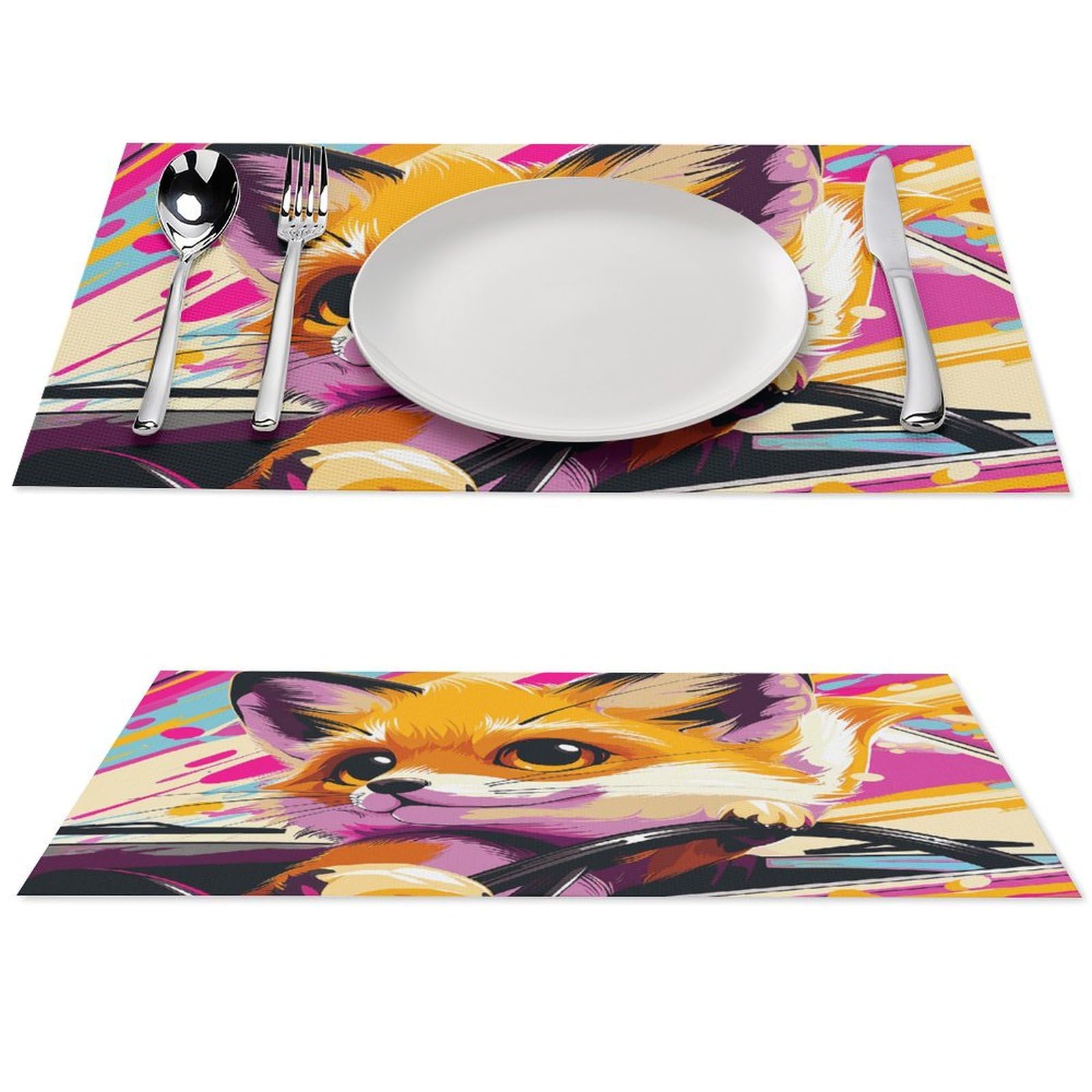 Set de table antidérapant renard voiture pour protéger la table des enfants contre la chaleur