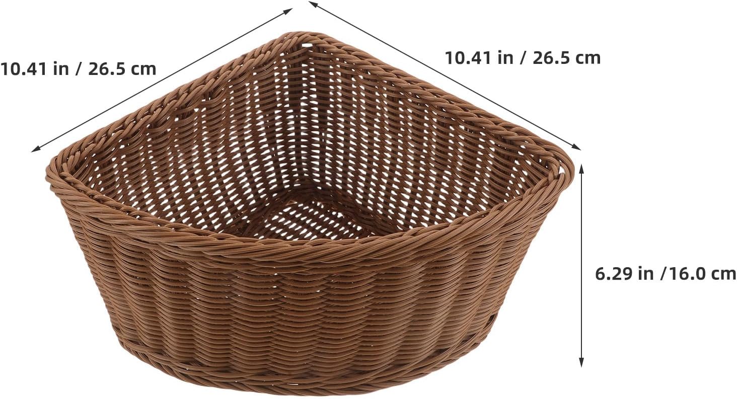 Healifty 2pcs Corner Storage Baskets Woven Box Sundries Organizer for Office Pantry Desktop Bedroom Home Light Brown