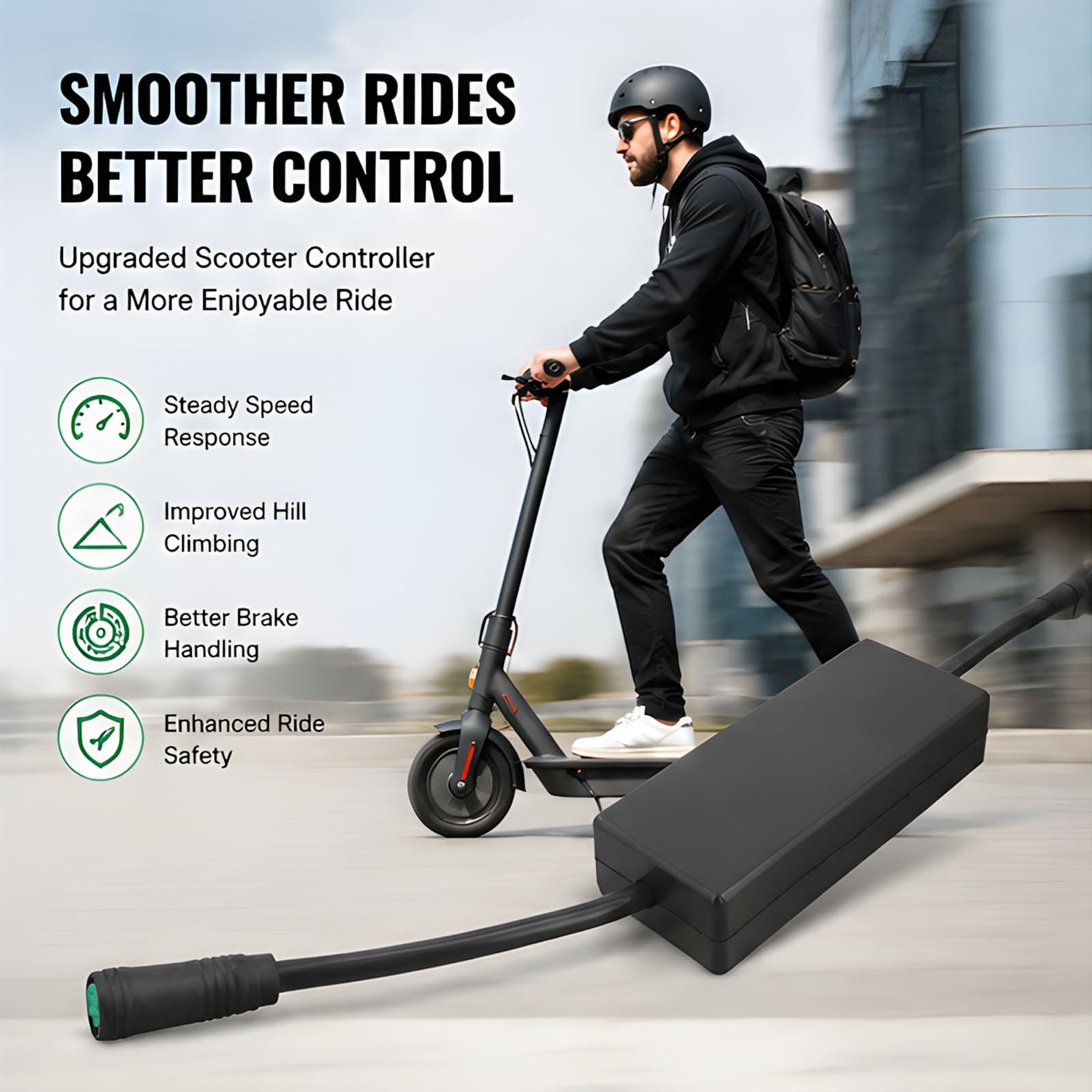Pieza de repuesto para módulo de control de scooter eléctrico, accesorio de controlador en línea conectado por cable con carcasa negra y conectores de cable redondos, pieza de repuesto de