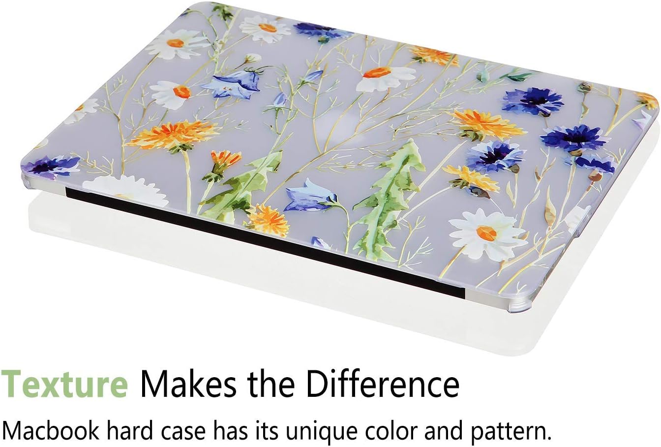 Case for MacBook Air 13 inch A1466 A1369 2010-2017 Release, 5 in 1 Matte Clear Hard Shell&Keyboard Cover&Screen Protector&Webcam Cover Compatible with Older Version Mac Air 13.3 inch - Floral image 4
