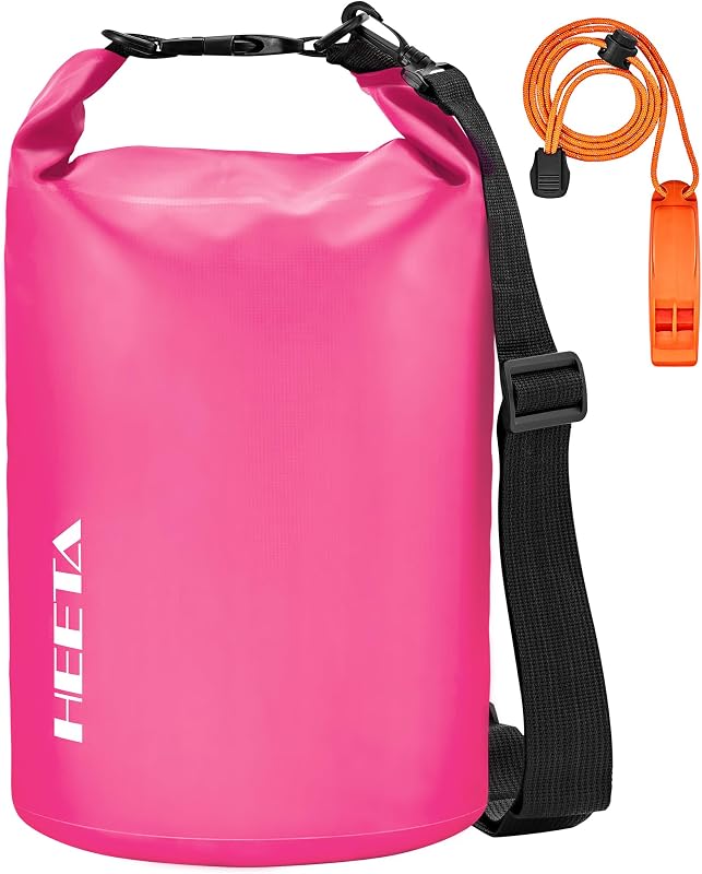 HEETA Mochila impermeable con silbato de emergencia 5L/10L/20L/30L/40L | Bolsa de almacenamiento en seco ligera y enrollable para mujeres y hombres, para viajes, kayak, canotaje, camping, playa, senderismo, crucero, artículos esenciales