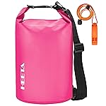 HEETA Waterproof Dry Bag for Women Men (Upgraded Version), Roll Top Lightweight Dry Storage Bag Backpack with Emergency Whistle for Travel, Swimming, Boating, Kayaking, Camping, Beach (Rose Red, 5L)