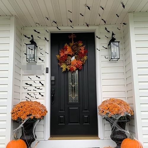 Miniatura 6 de Emopeak Murciélagos para decoración de pared, 120 unidades, calcomanías de decoración de murciélagos 3D de Halloween, impermeables, murciélagos