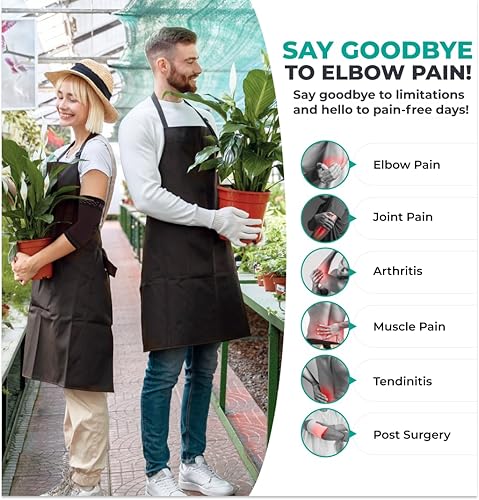 Vista 15 de Modvel Paquete de 2 coderas – Coderas de compresión para codo de golfista para aliviar el dolor en las articulaciones, recuperación, apoyos de Negro