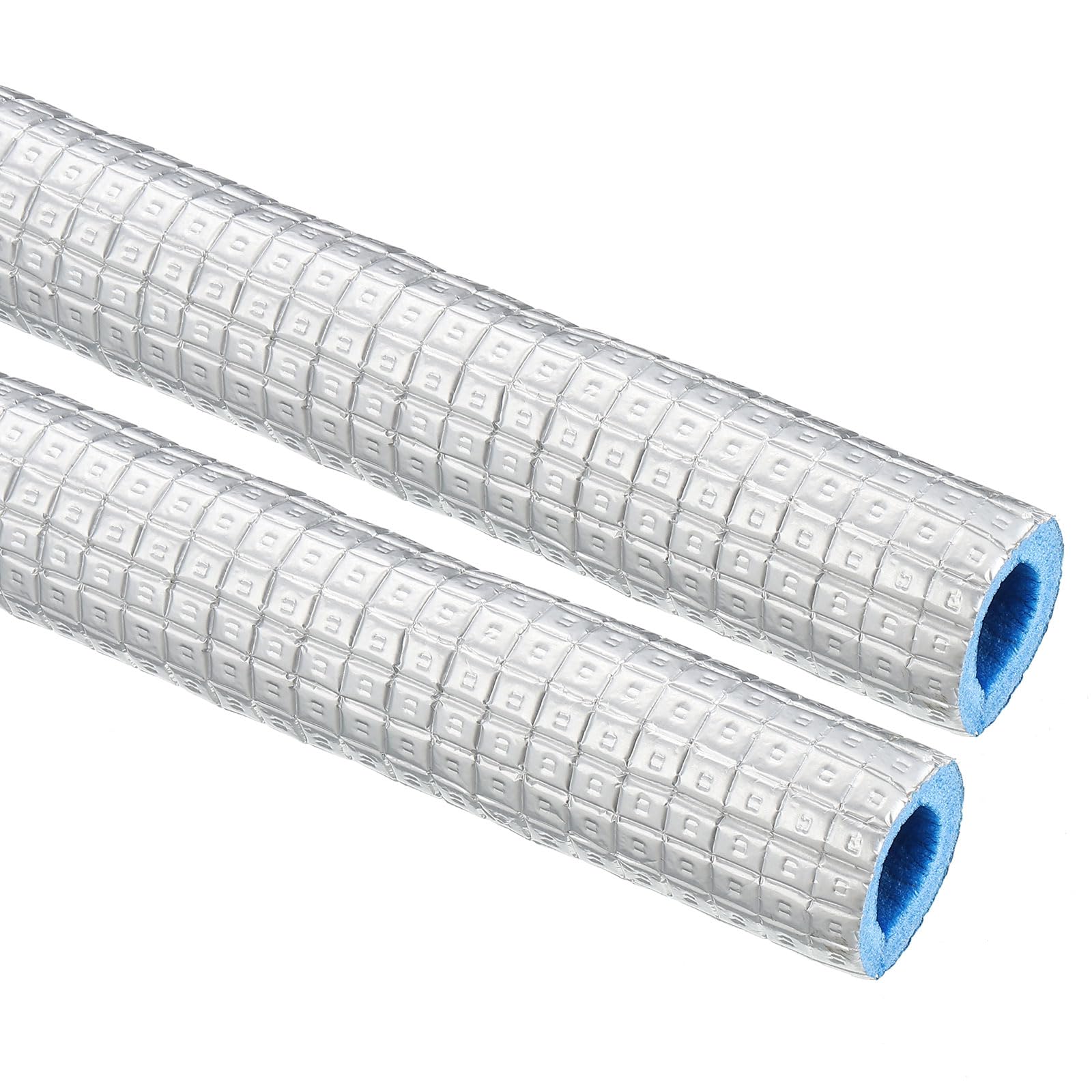PATIKIL 5.6Ft Tubo De Espuma Aislante Para Tuberías, 2Pcs 32mm(1-1/4") DI 50mm(2") DE Tubo De Espuma XPE Para Preservación De Calor Con Papel De Aluminio Para Unidades, Azul Plateado