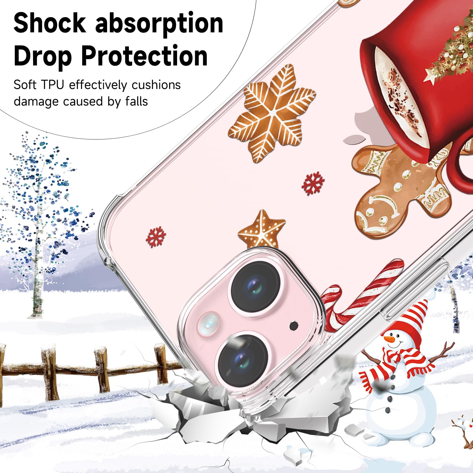 BEIMEITU Clear Christmas Case for iPhone 15 Plus,Cute Cup Pattern Case Cover Soft Thin Protective Slim Bumper Cover Boys Girls Phone Case for iPhone 15 Plus-Christmas Cup - Image 4