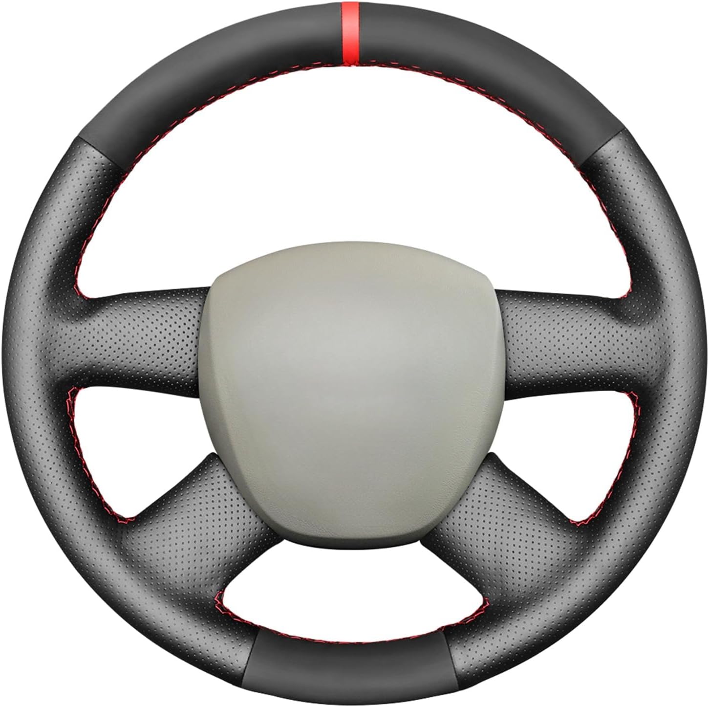 MEWANT Hand Stitch Steering Wheel Cover Suede and Genuine Leather Steering Wheel Wrap for Audi A3 2006-2013 / A4 (B8) 2005-2012 / A6 (C6) 2005-2011 / Q5 2009-2012 / Q7 2007-2011