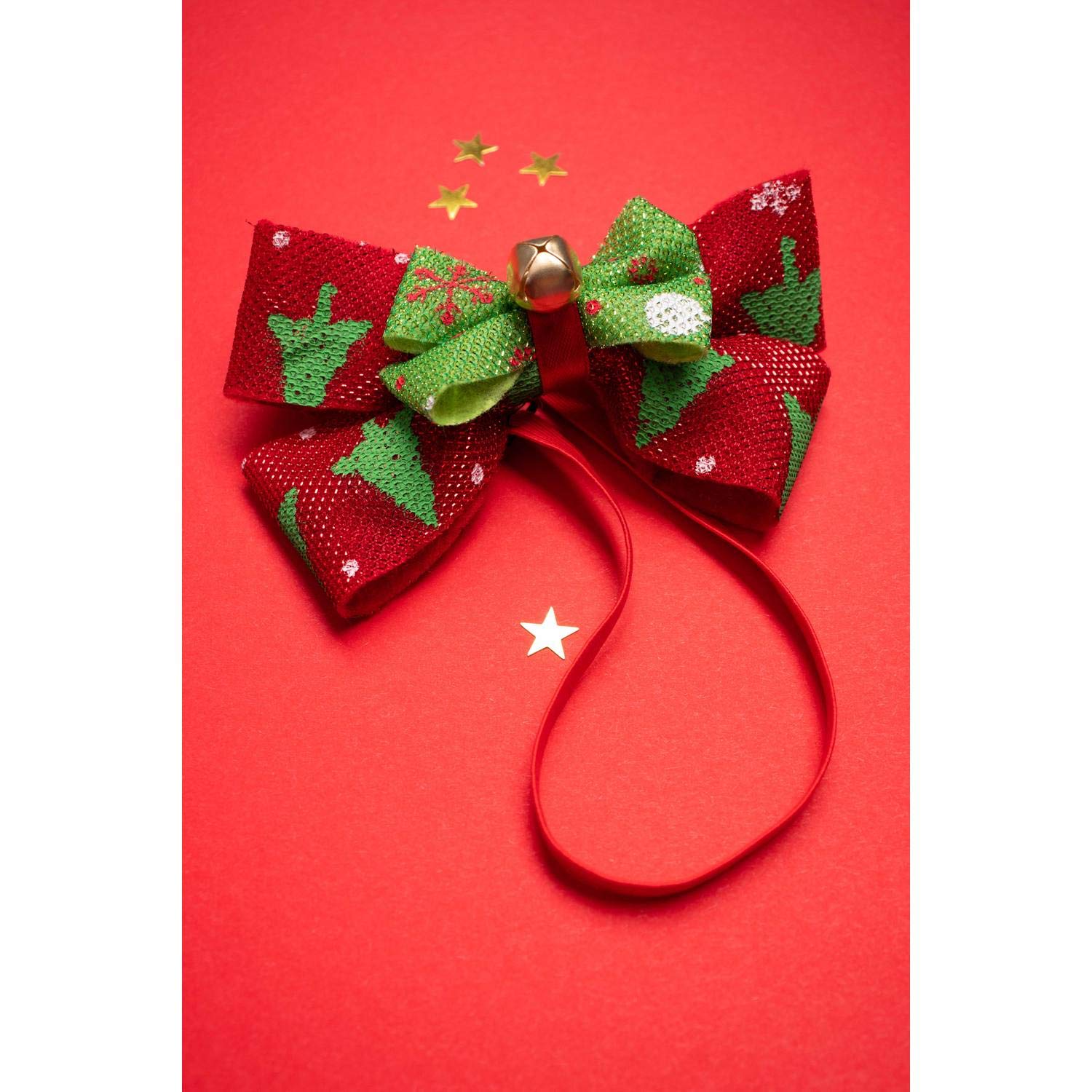 Folat - Bowtie/Hairband Christmas with Bell Red-Green, ?3 x 15 x 18 cm - Image 3