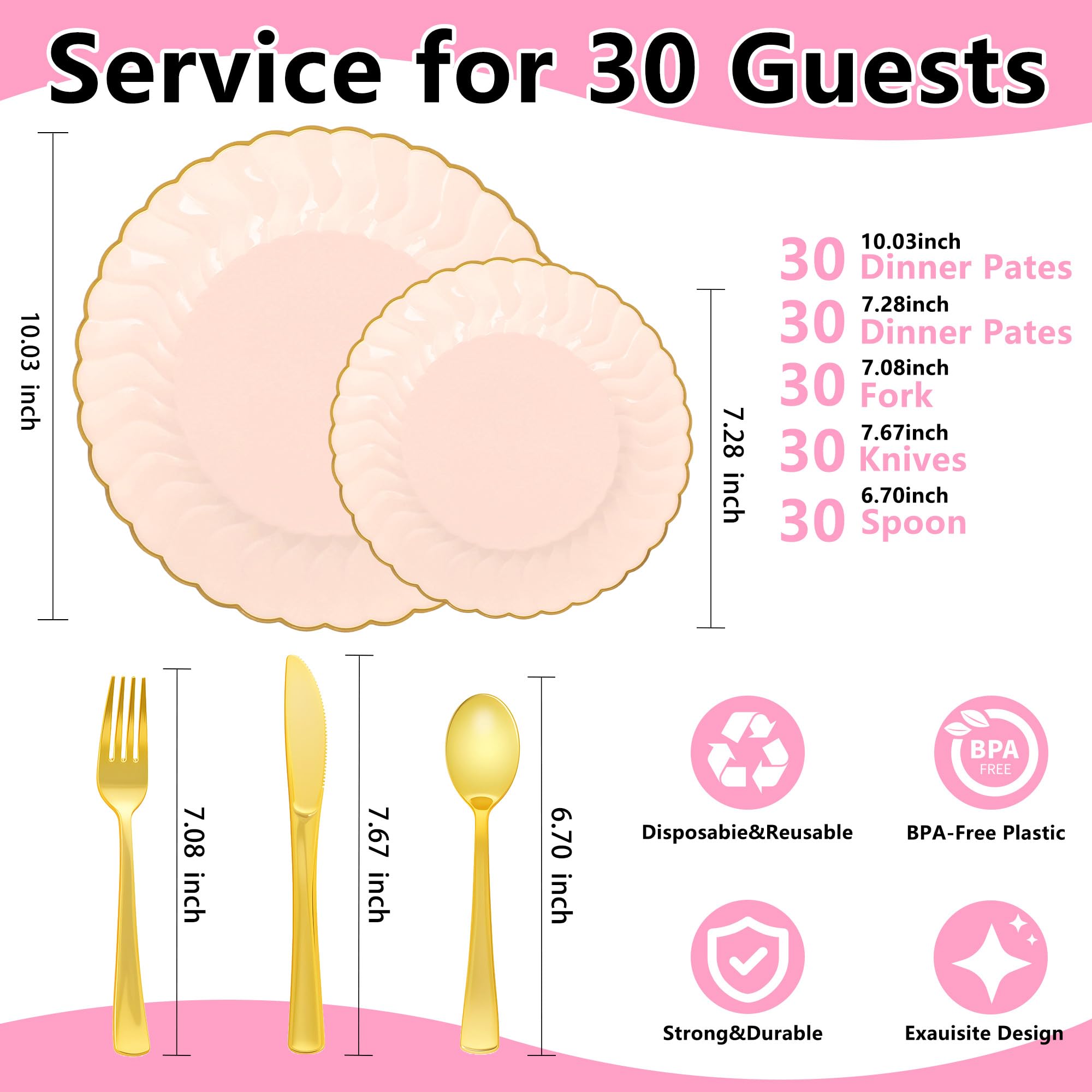 Pink Scalloped Plates - 150 Pcs for Parties & Events -2