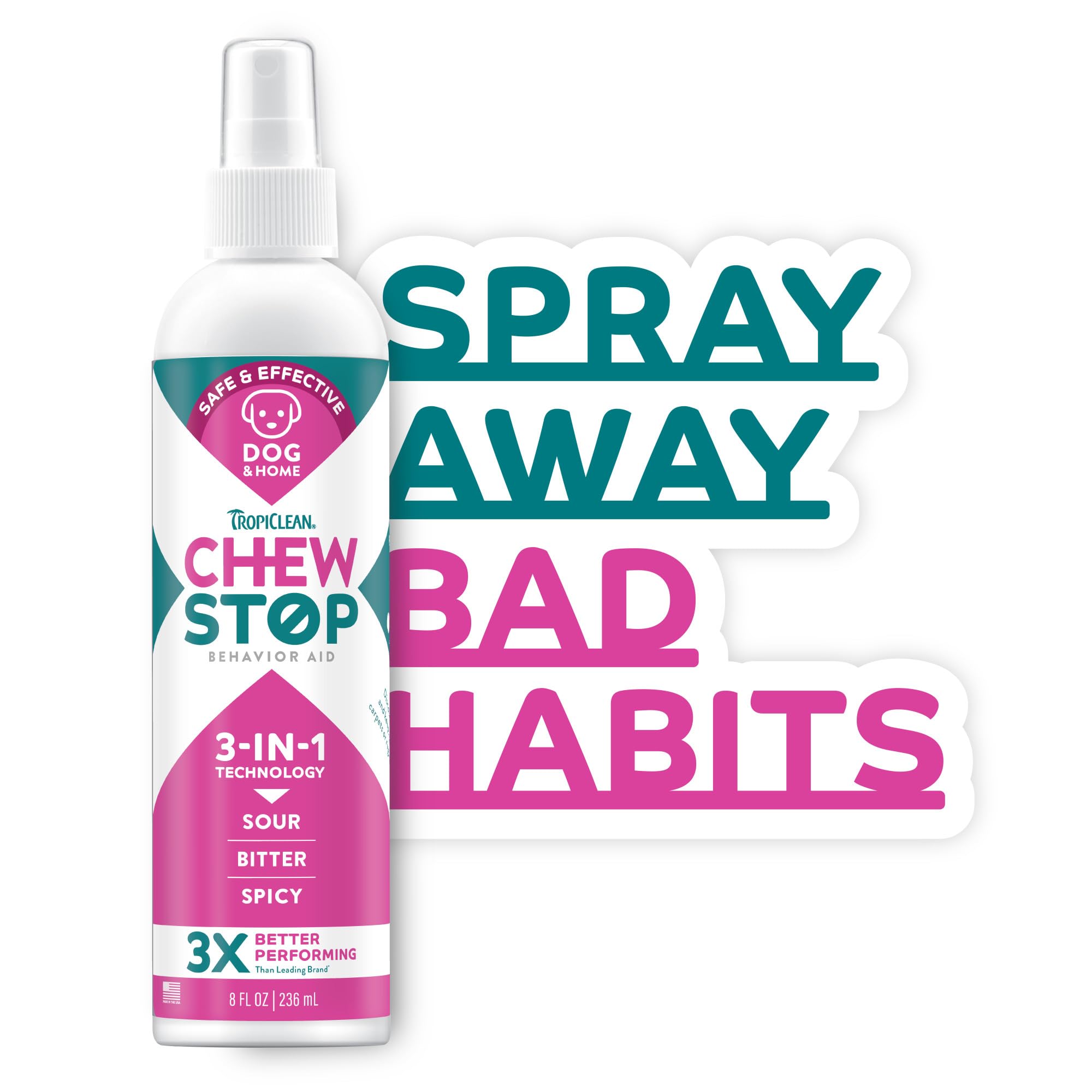 TropiClean Chew Stop Behavior Aid Dog & Home Spray, 236ml