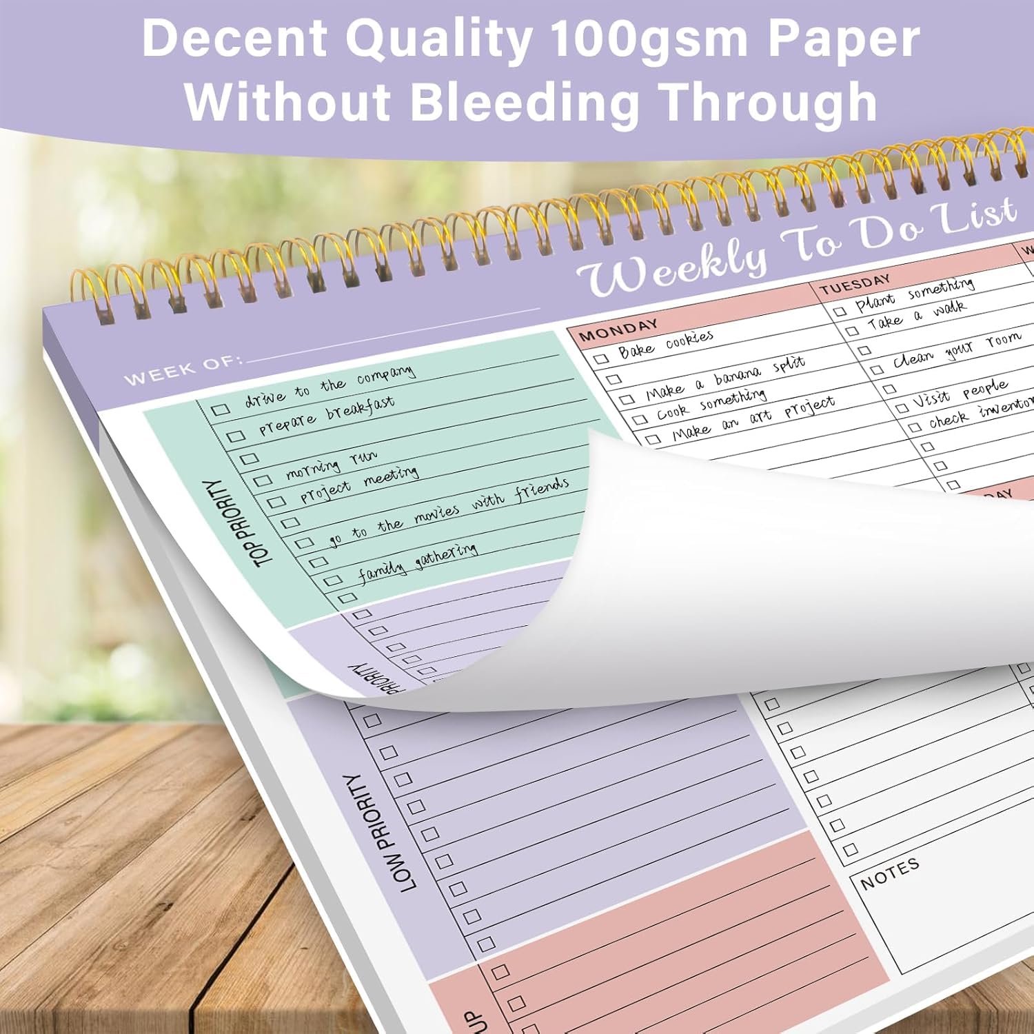Weekly To Do List Notepad with 52 Undated Sheets(8.5"×11")- Undated Weekly Desk Planner for Women & Man, School/Office Supplies - Image 3