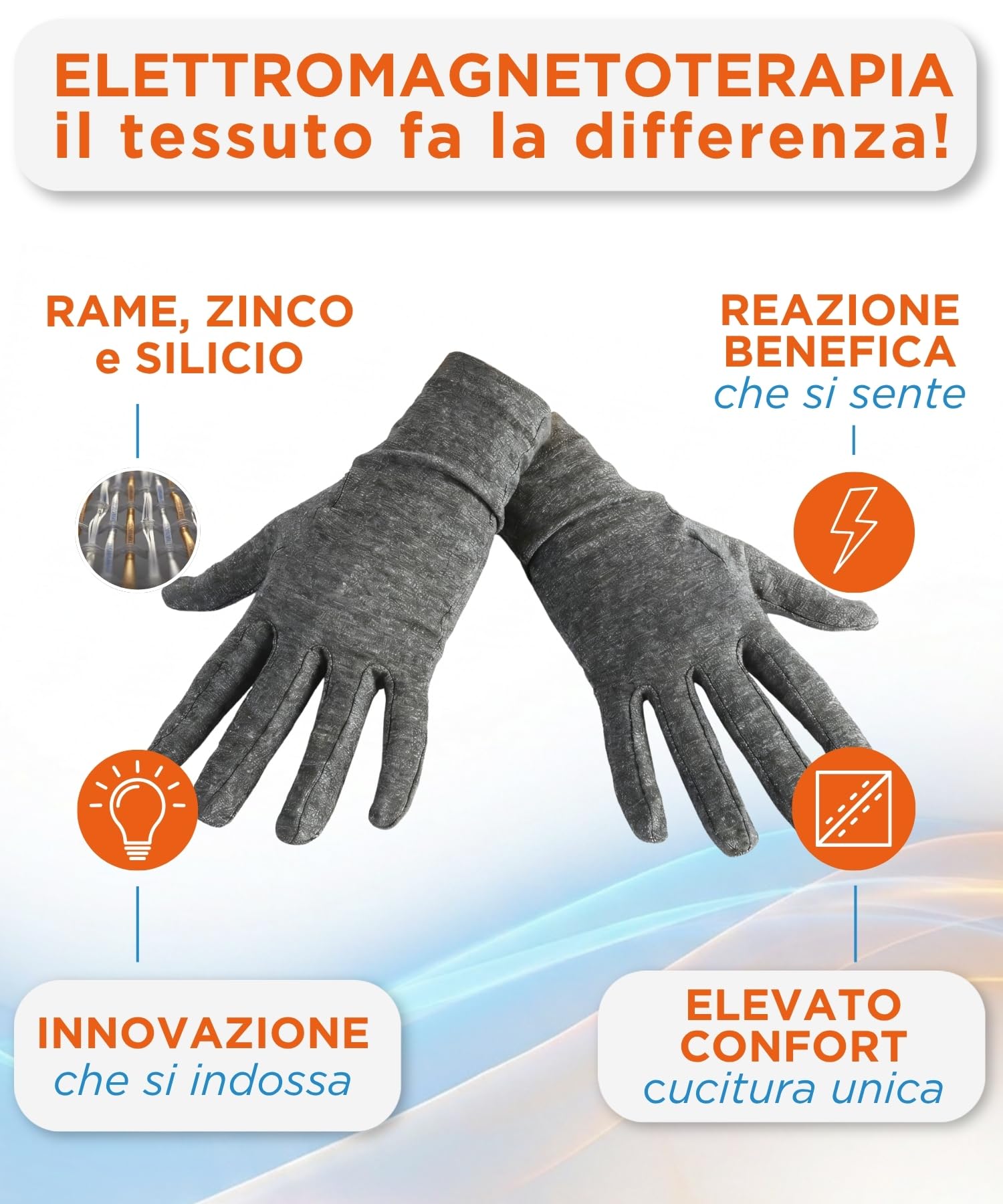 Spikenergy Guanti Per Artrosi Alle Mani Elettro Magnetoterapia - Usati come Polsiera per Tendinite Polso, Per Artrite, Rigidità Articolare, Dispositivo Medico Detraibile -Made in Italy, Grigio L-XL