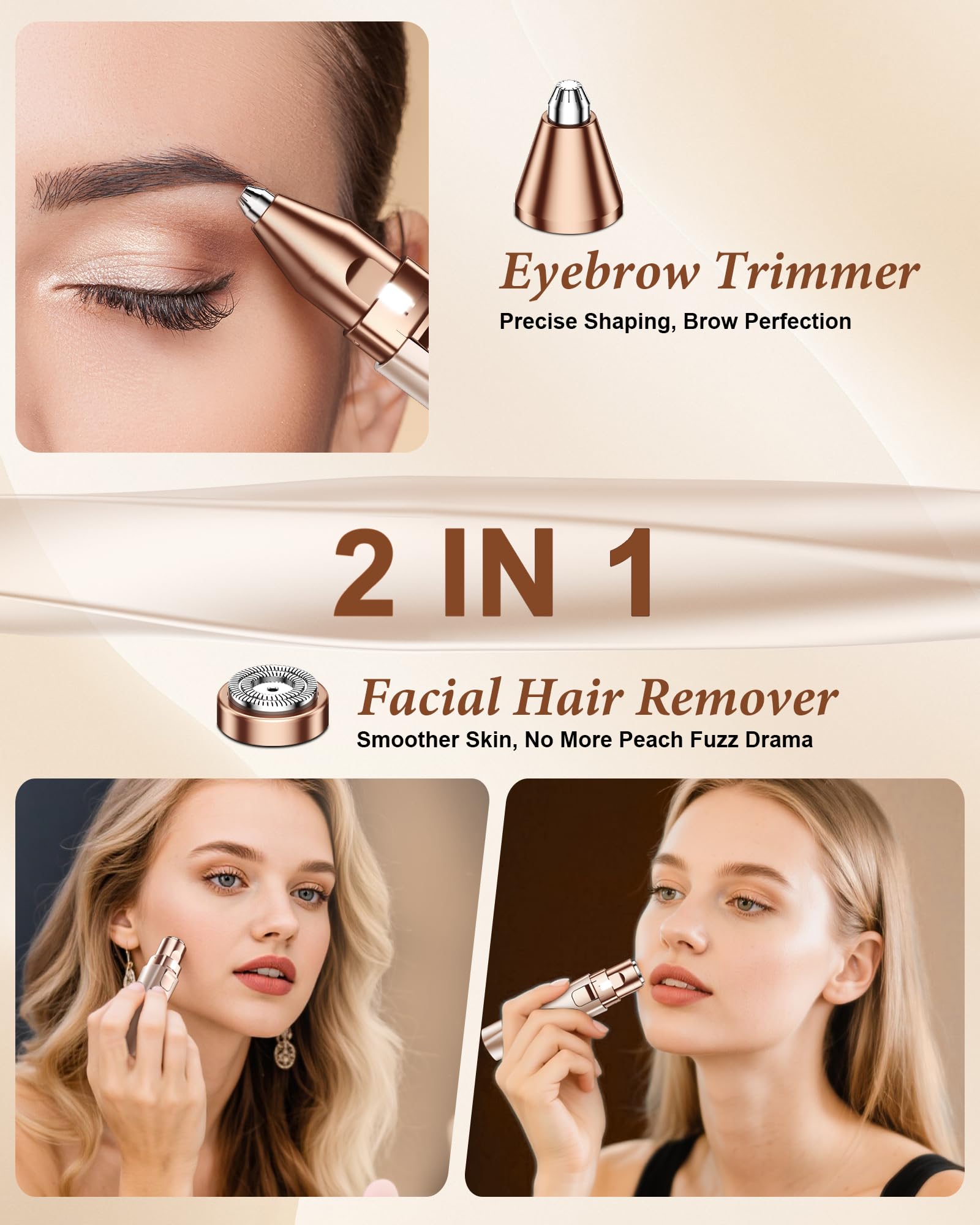 Painless Eyebrow Trimmer for Women - Facial Hair Remover -2