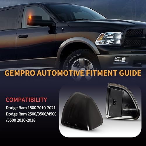 Miniatura 7 de Gempro Luz LED de señal de giro para Dodge Ram 2010-2018 1500 2500 3500 4500 5500 lámpara de espejo de remolque Len ahumado 68302828AA 68302829AA, 2