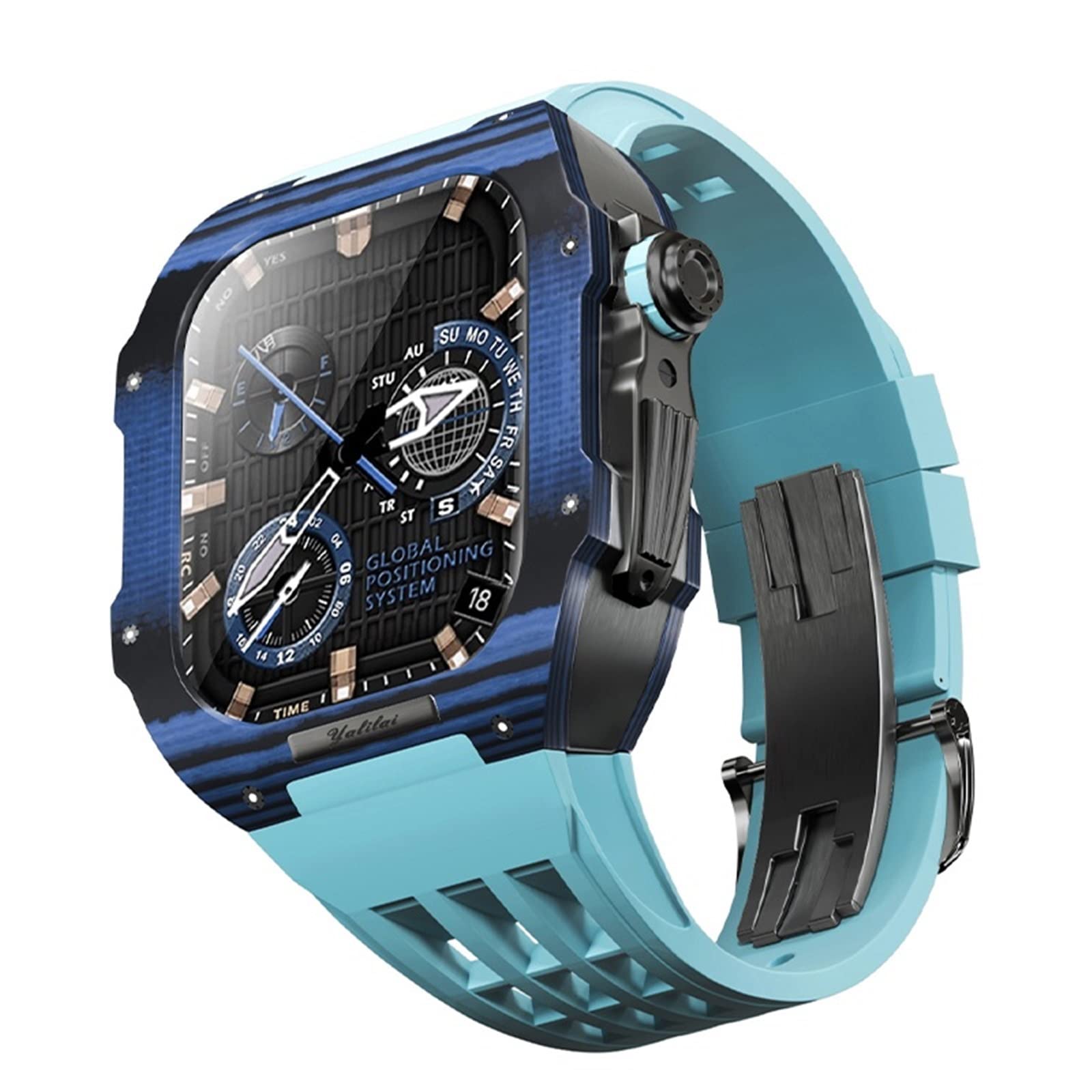 SAAWEE Kit de modification de bracelet de montre en fibre de carbone, pour bracelet Apple Watch 44/45 mm Series 8 7 6 5 4 SE Series Mise à niveau (09,45 mm), 45mm, Agate