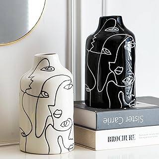 12 Built In Shelves Decor Ideas Living Room for Clean Stylish Storage 6 Kimdio Ceramic Vase Set, 2pcs Black and White Abstract Irregular Design ...